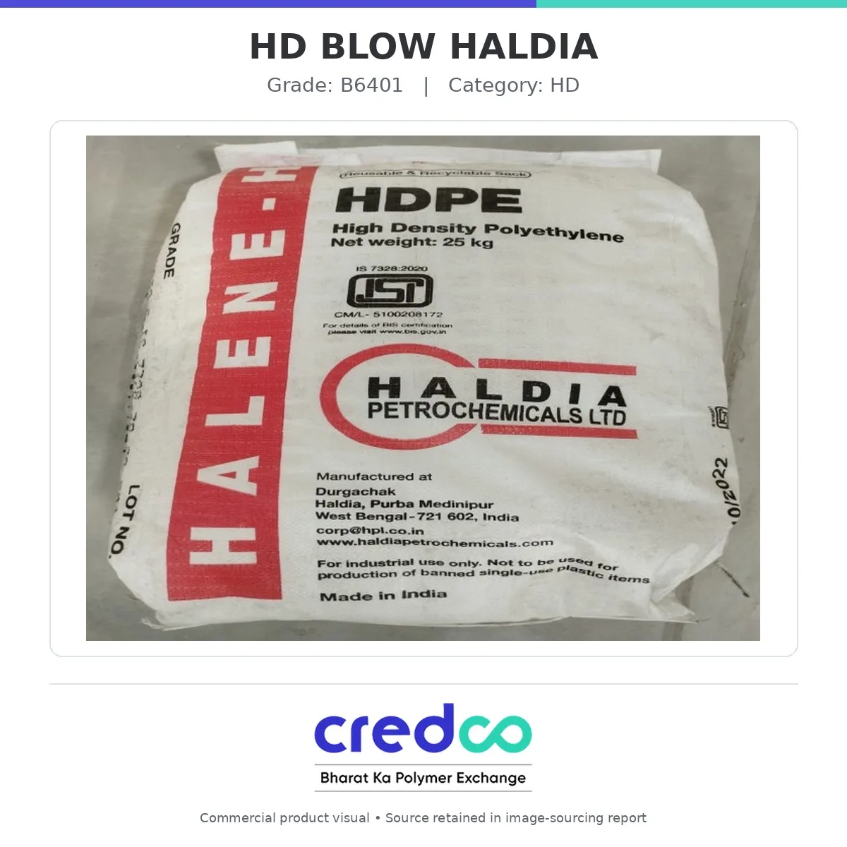 HD BLOW HALDIA — HALDIA HD granules packaging